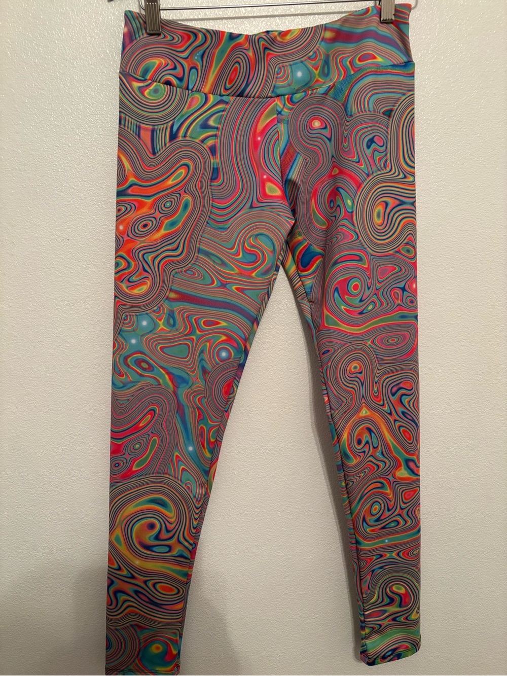 TetraMode Psychedelic Rainbow Swirl Leggings L